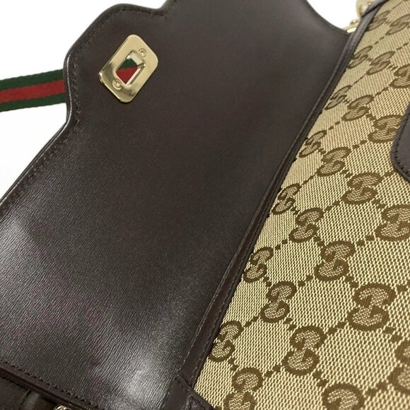 Auth GUCCI GG pattern, Shelly (web) 786027 Dark Brown Beige Multi Jacquard - Picture 15 of 16
